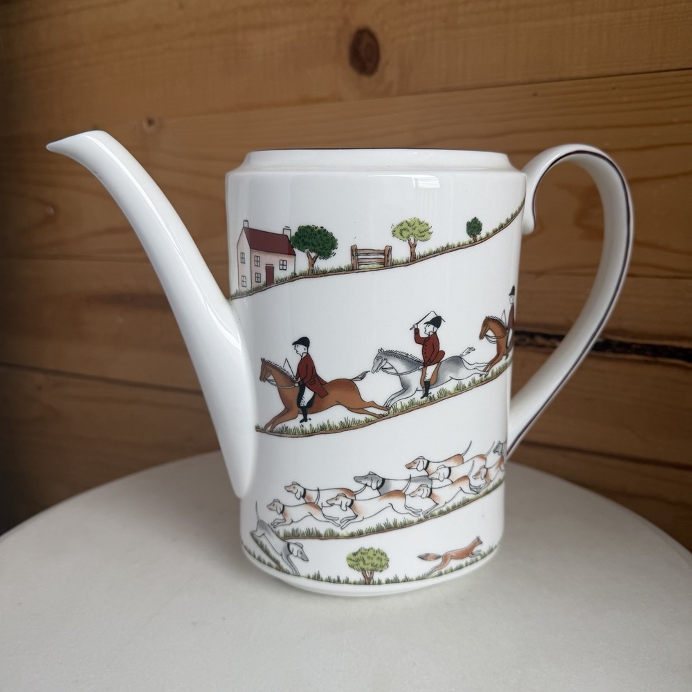 Coalport Bone China Hunting Scene England Large Teapot *No Lid* Rare